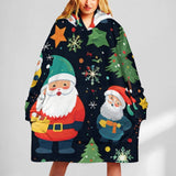 Oversized Wearable Blanket Christmas Print Hoodie With Pocket
