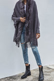 Fleece Open Front Tassle Kniting Long Cardigan Winter Outfits