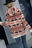 Women Pullover Hooded Fleece Long Sleeve Loose Christmas Pattern Print Zipper Sweatshirt