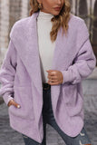 Lilac Oversize Open Hooded Fleece Coat