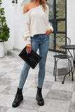 Drop Shoulder Solid Color Long Sleeve Knitting Sweater
