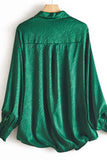 Zebra Texture Smocked Cuff Open Button Long Sleeves Shirts