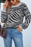 Zebra Stripes Print Long Sleeve Sweater