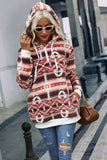 Women Pullover Hooded Fleece Long Sleeve Loose Christmas Pattern Print Zipper Sweatshirt