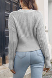 Fall Outfits V Neck Crochet Knit High Waist Sweaters