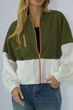 Colorblock Splicing Zipper Fleece Short Winter Outfits Jacket