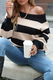Colorblock Stripes Drop Shoulder Knitting Sweater