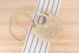 Paziye Semi Circle Straw Crossbody Bag