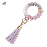 Paziye Bangle Keychain | Silicone Wristlet Key Ring | Bead Bracelet