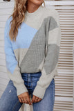 High Neck Color Block Pullover Sweaters