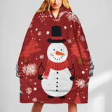 Oversized Wearable Blanket Christmas Print Hoodie With Pocket