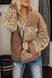 Brown Leopard Print Corduroy Long Sleeve Jacket