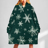 Oversized Wearable Blanket Christmas Print Hoodie With Pocket
