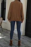 Snap Button Stand Collar Fleece Coat