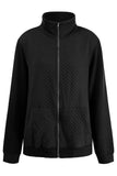 Zipper Turn Down Collar Pockets Long Sleeve Winter Coat Women