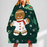 Oversized Wearable Blanket Christmas Print Hoodie With Pocket
