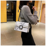 Women's Snake Print Square Shoulder Bag Crossbody Bags