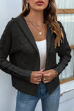 Cable Knit Open Front Cardigan With Hood