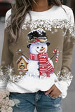 Women Christmas Cute Funny Snowman Graphic Sweatshirt Merry Christmas Snowflake Graphic Print Long Sleeve Pullover Tops