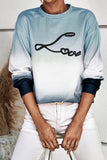 Love Print Gradient Color Pullover Sweatshirt
