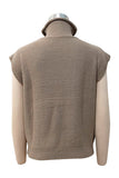 Brown Turtleneck Sleeveless Cable Knit Sweater