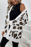 Winter Outfits Leopard Knit Pocketed Open Front Sweater Cardigans