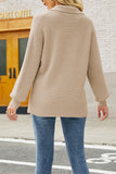 V Neck Turndown Collar Long Sleeve Sweater