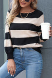 Colorblock Stripes Drop Shoulder Knitting Sweater