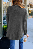 Plain Waffle Knit Open Button Pockets Winter Outfits Shirts