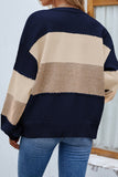 Color Block Open Front Button Sweater Cardigans