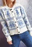 Jingle Bell Knit Open Front Button Sweater Cardigans