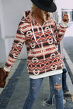 Women Pullover Hooded Fleece Long Sleeve Loose Christmas Pattern Print Zipper Sweatshirt
