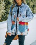 Aztec Denim Jacket Shacket Women