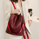 Crocodile Pattern Leather Backpack Fashion Travel Bag