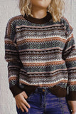 Vintage Stripes Knitting Winter Outfits  Pullover Sweater