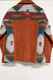 Winter Outfits Brown Open Button Aztec Patchwork Corduroy Jackets