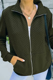 Zipper Turn Down Collar Pockets Long Sleeve Winter Coat Women