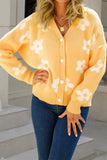 Flower V Neck Button Cardigan