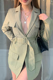 Plain Lapel Collar Open Pockets Winter Outfits Jacket
