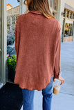 Plain Waffle Knit Open Button Pockets Winter Outfits Shirts