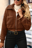 Plain Zipper Sherpa Short Jacket Coat