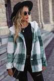 Plaid Button Up Hooded Fleece Coat