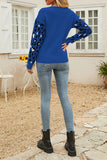Leopard Patckwork Sleeve Pullover Sweater