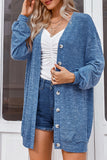 Plain Open Button Loose Knit Cardigans