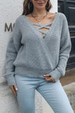 Criss Cross V Neck Two Way Wearing Knit Autumn Outfits Sweaters