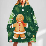 Oversized Wearable Blanket Christmas Print Hoodie With Pocket