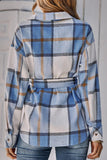 Turndown Collar Button Up Plaid Coat