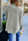 Plain Waffle Knit Open Button Pockets Winter Outfits Shirts