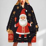 Oversized Wearable Blanket Christmas Print Hoodie With Pocket