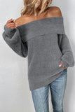 Plain Off Shoulder Hairy Knit Sweaters